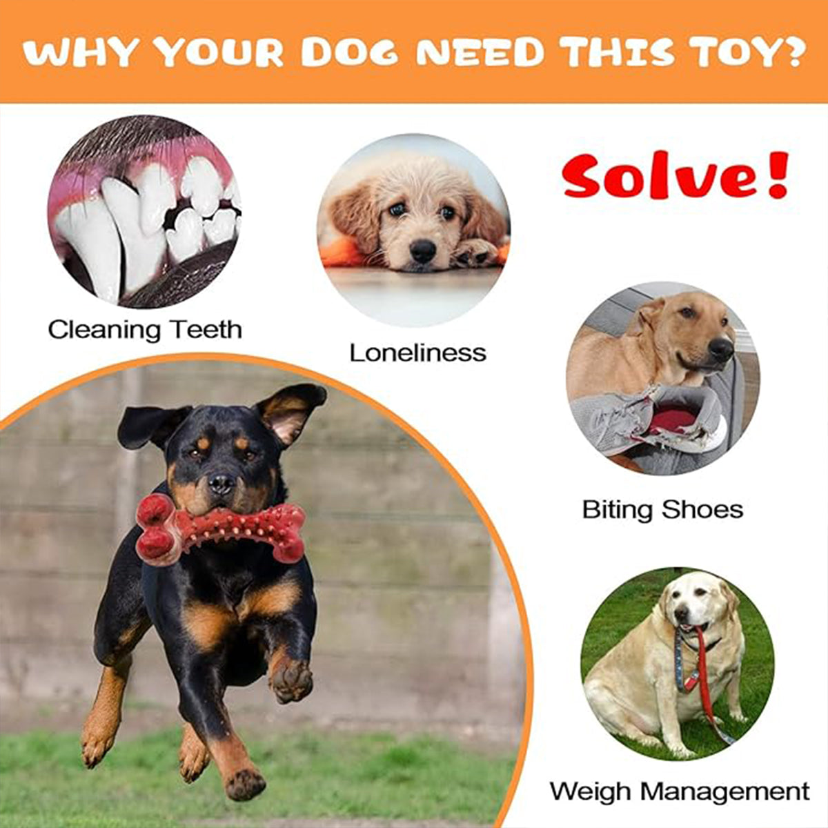 Indestructible Dog Chew Toys for Aggressive Chewers - Tough Bone for Large Breeds