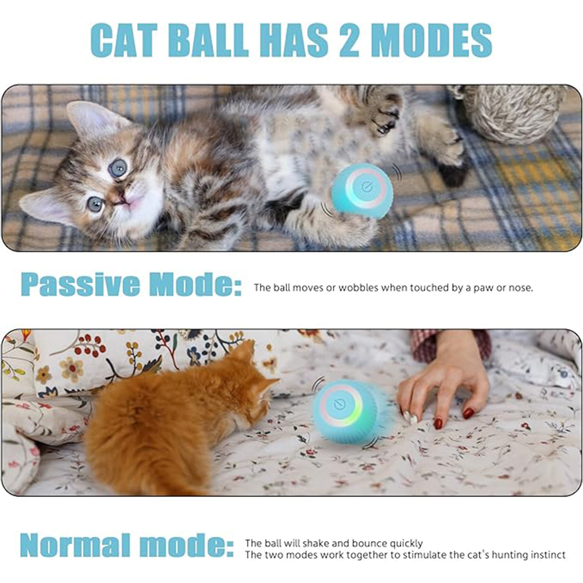 Interactive Cat Toy Ball - USB Rechargeable 360° Self-Rotating Pet Toy | Ideal for Cats & Small Dogs