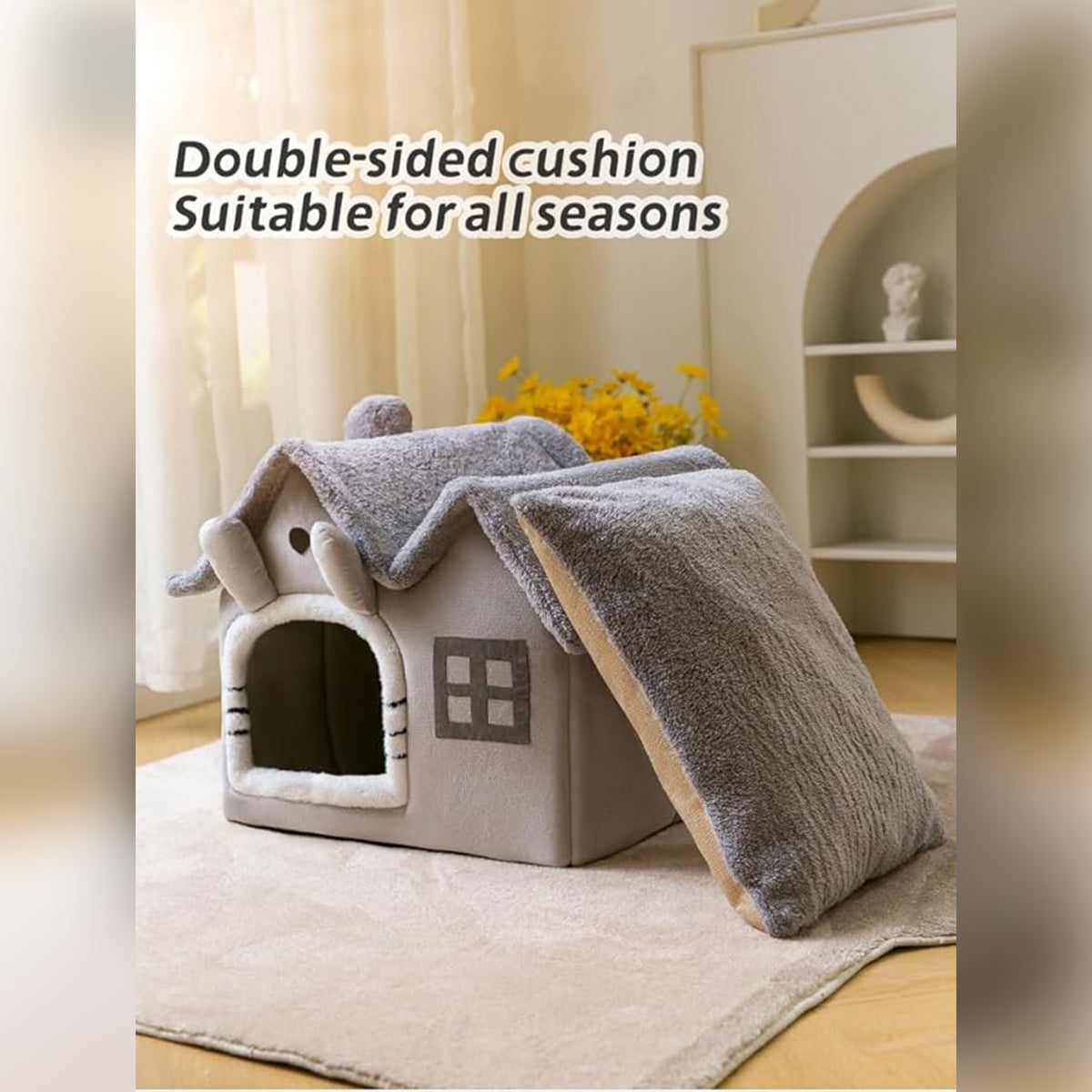 Indoor Cat Houses & Dog Houses - Insulated Pet Bed with Washable Top | Cozy Pet Retreat