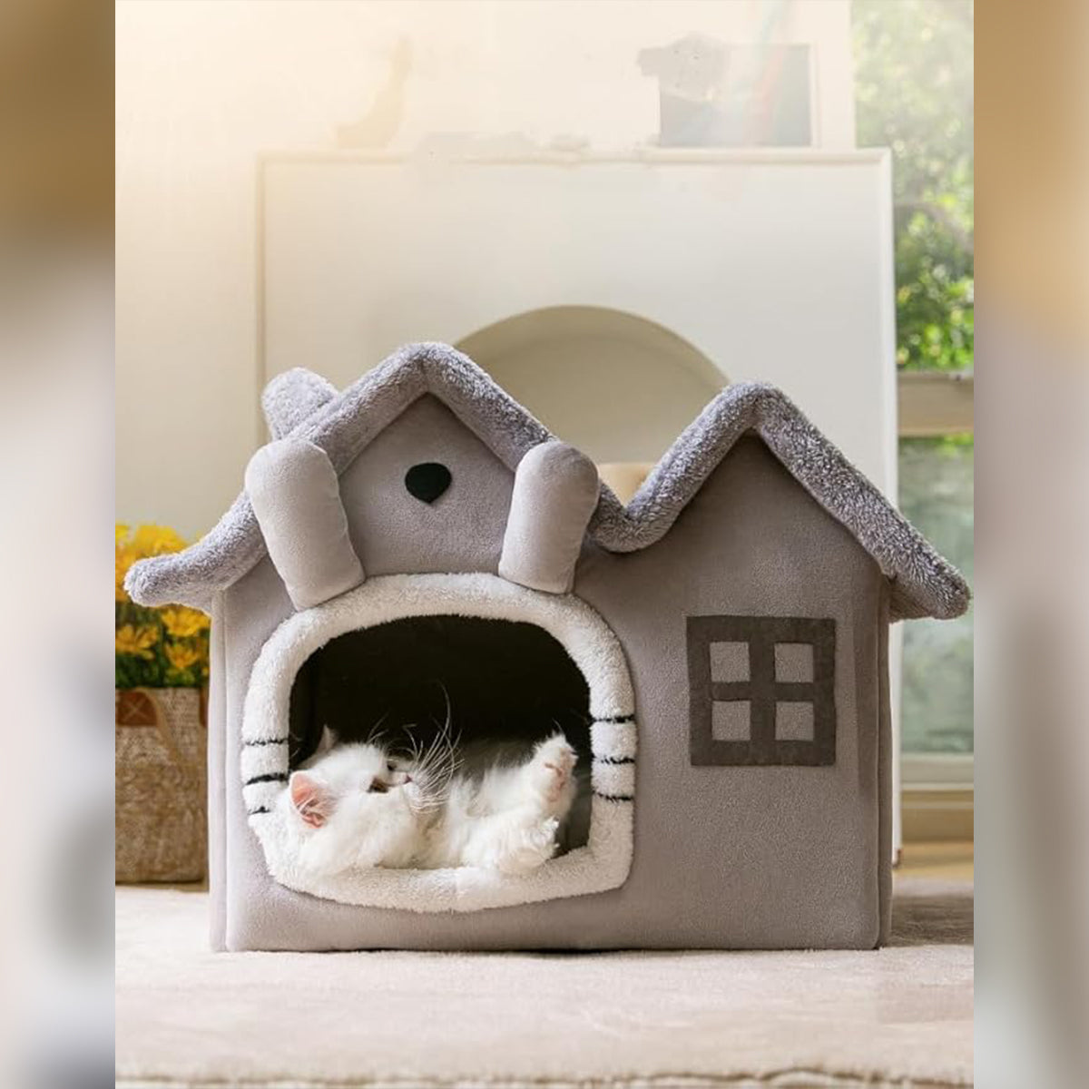 Indoor Cat Houses & Dog Houses - Insulated Pet Bed with Washable Top | Cozy Pet Retreat