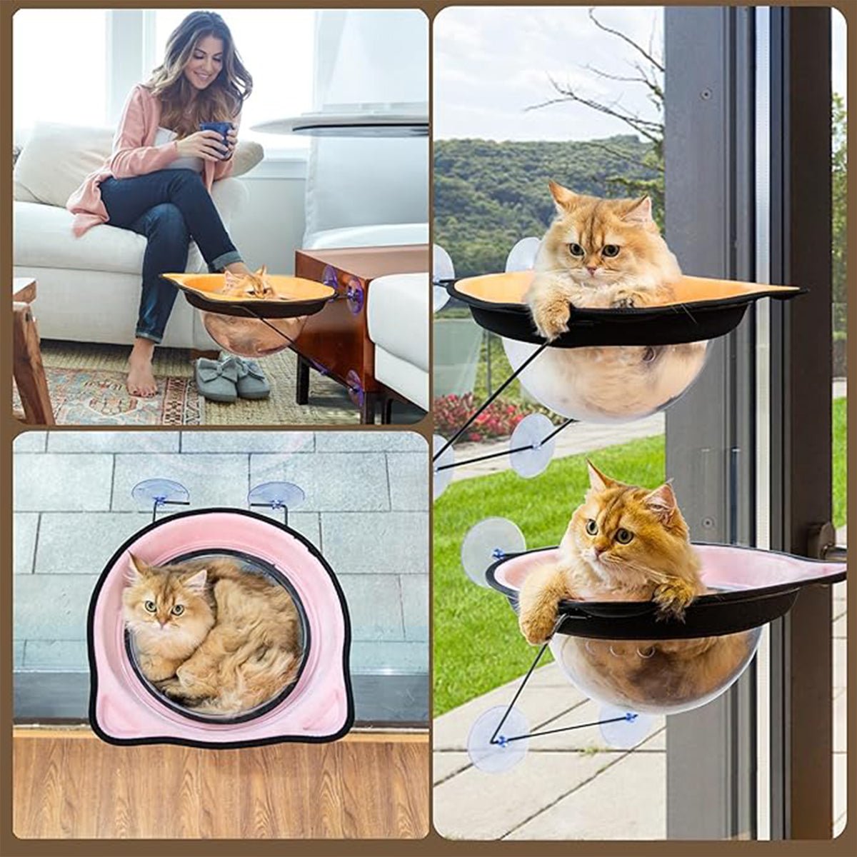 Cat Window Hammock - Suction Cup Bed with Stabilizing Design for Indoor/Outdoor Use