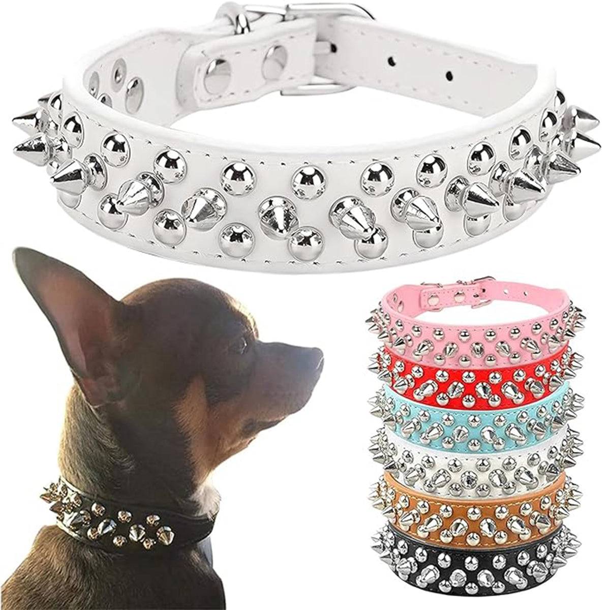 Cool Leather Dog Collar - Spiked & Studded Personalized Collars for All Sizes