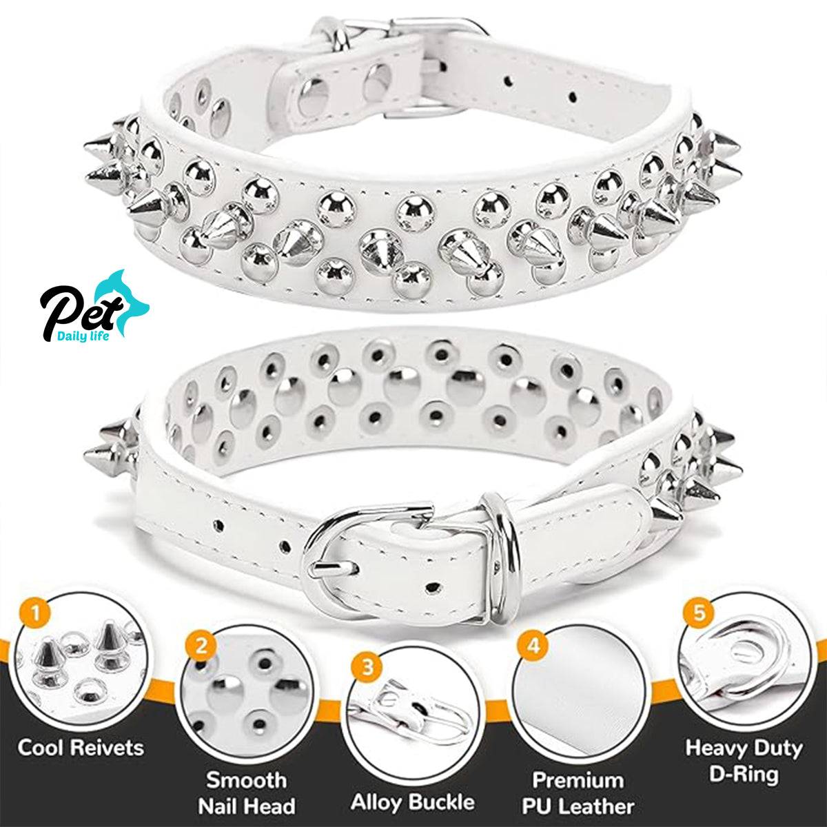 Cool Leather Dog Collar - Spiked & Studded Personalized Collars for All Sizes