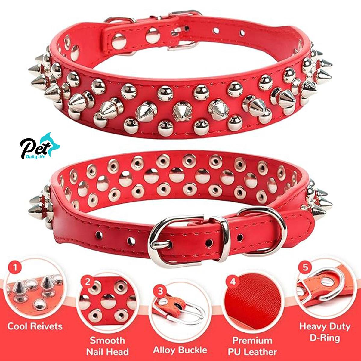 Cool Leather Dog Collar - Spiked & Studded Personalized Collars for All Sizes