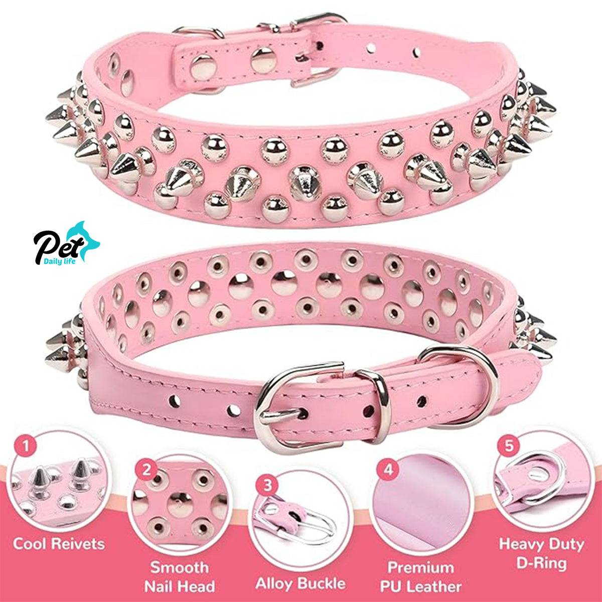 Cool Leather Dog Collar - Spiked & Studded Personalized Collars for All Sizes