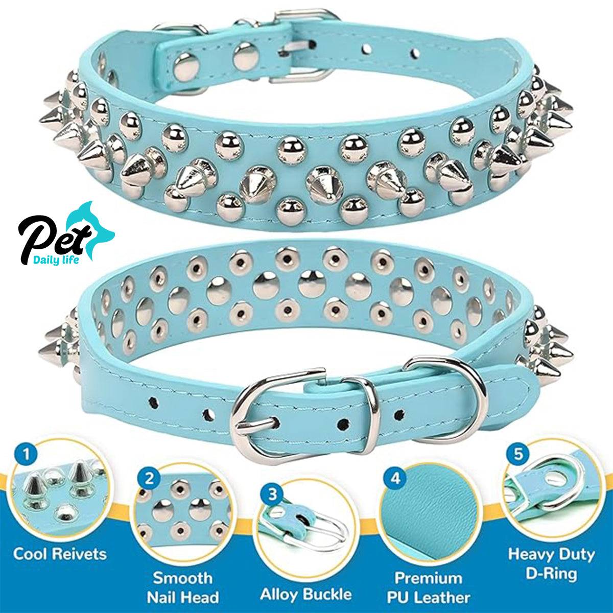 Cool Leather Dog Collar - Spiked & Studded Personalized Collars for All Sizes