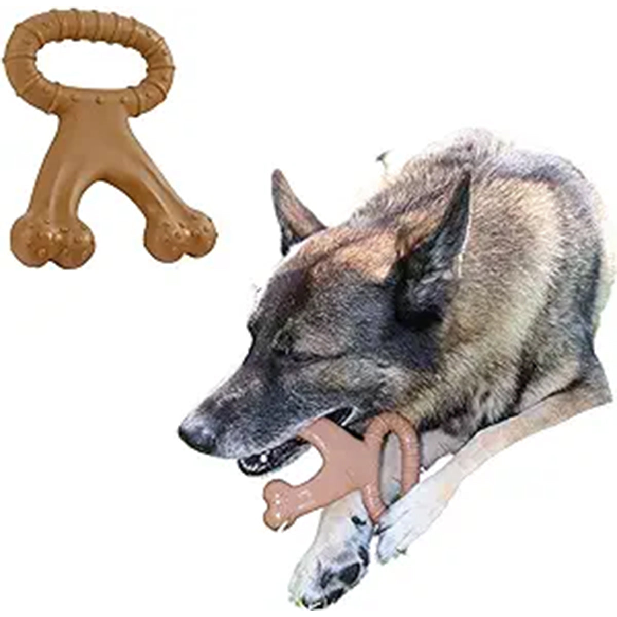 Indestructible Dog Chew Toys for Aggressive Chewers: Durable Rubber Bone with Beef Flavor